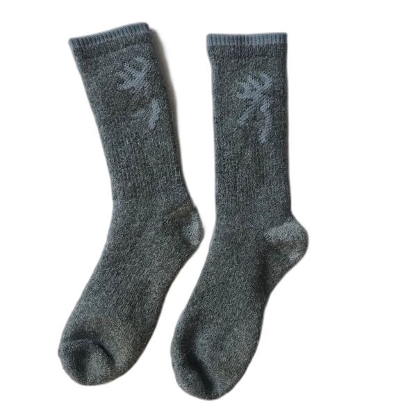 Browning Buckmark Wool Socks Crew Womens M 6-10 Gray Outdoor - Picture 2 of 4